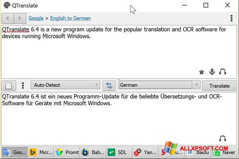 Posnetek zaslona QTranslate Windows XP