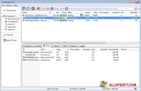 Posnetek zaslona BitTorrent Windows XP
