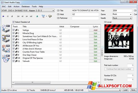 Posnetek zaslona Exact Audio Copy Windows XP