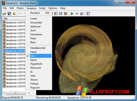 Posnetek zaslona Apophysis Windows XP