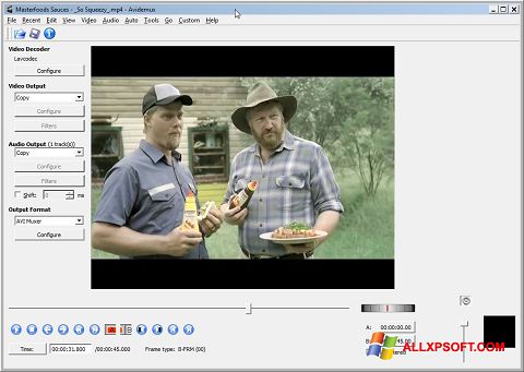 Posnetek zaslona Avidemux Windows XP