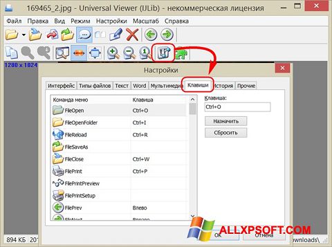 Posnetek zaslona Universal Viewer Windows XP