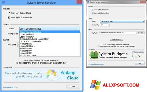 Posnetek zaslona Rylstim Screen Recorder Windows XP