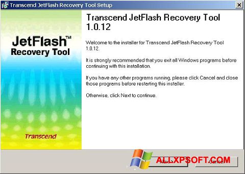 Posnetek zaslona JetFlash Recovery Tool Windows XP