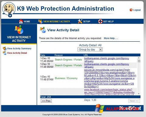 Posnetek zaslona K9 Web Protection Windows XP