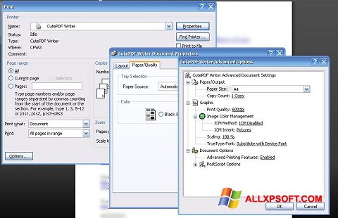 Posnetek zaslona CutePDF Writer Windows XP