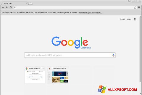 Posnetek zaslona Google Chrome Windows XP