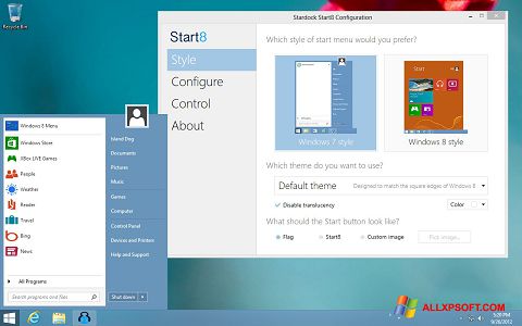 Posnetek zaslona Start8 Windows XP
