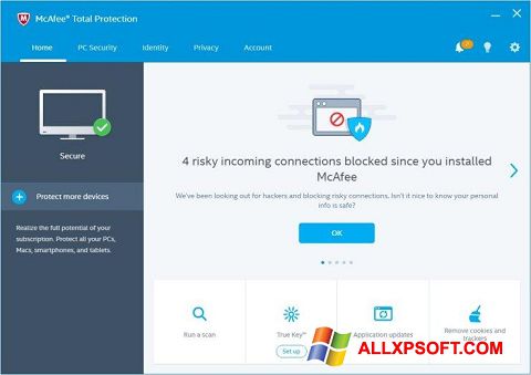 Posnetek zaslona McAfee Total Protection Windows XP