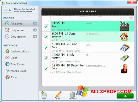 Posnetek zaslona Atomic Alarm Clock Windows XP