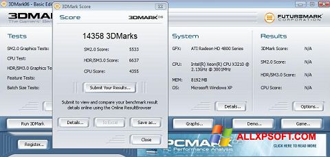 Posnetek zaslona 3DMark06 Windows XP