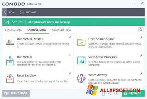 Posnetek zaslona Comodo Antivirus Windows XP