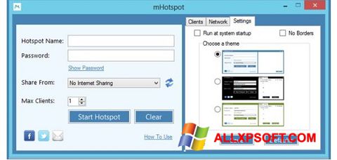 Posnetek zaslona mHotspot Windows XP