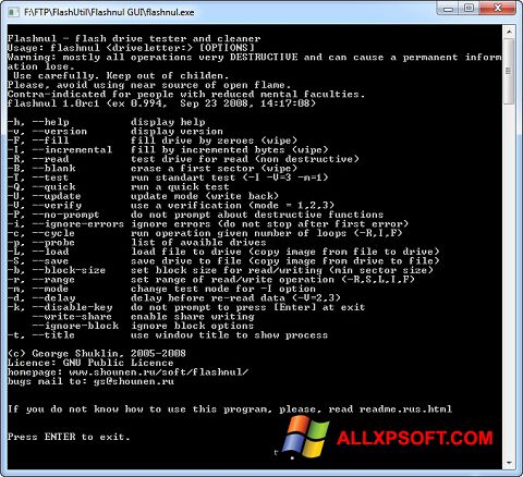 Posnetek zaslona Flashnul Windows XP