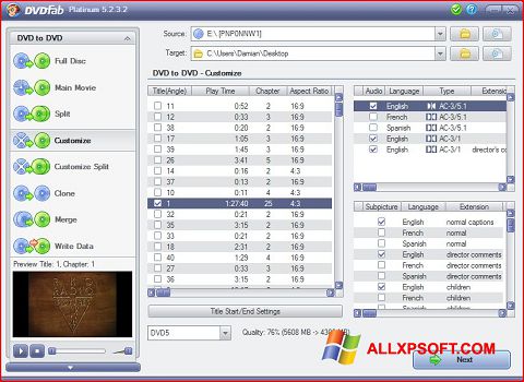Posnetek zaslona DVDFab Windows XP