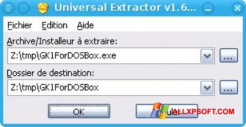 Posnetek zaslona Universal Extractor Windows XP