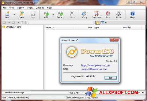 Posnetek zaslona PowerISO Windows XP