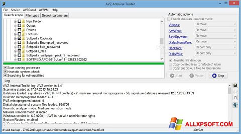 Posnetek zaslona AVZ Windows XP