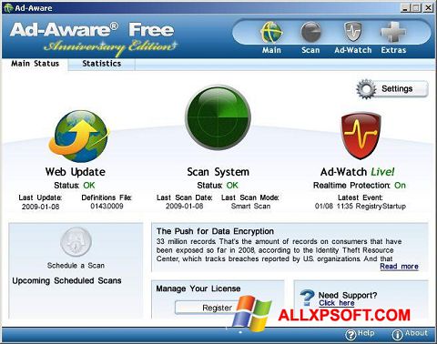 Posnetek zaslona Ad-Aware Free Windows XP
