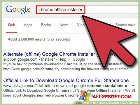 Posnetek zaslona Google Chrome Offline Installer Windows XP