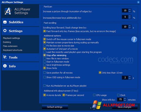 Posnetek zaslona ALLPlayer Windows XP