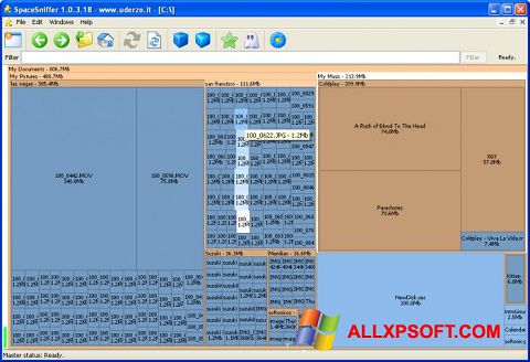 Posnetek zaslona SpaceSniffer Windows XP