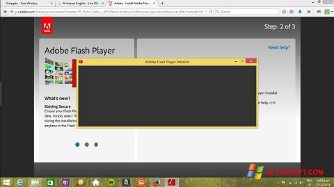 Posnetek zaslona Adobe Flash Player Windows XP