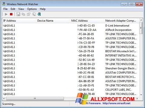 Posnetek zaslona Wireless Network Watcher Windows XP