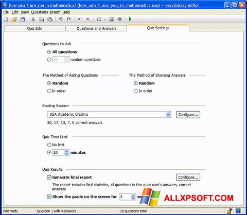 Posnetek zaslona easyQuizzy Windows XP