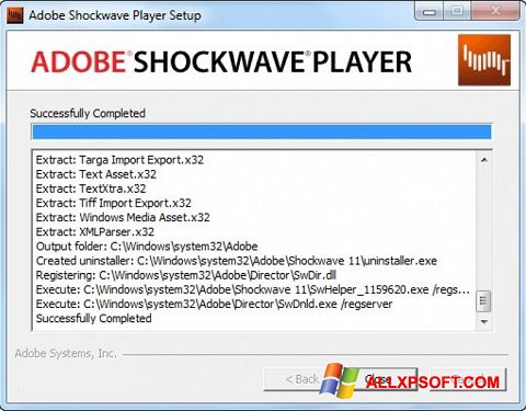 Posnetek zaslona Shockwave Player Windows XP