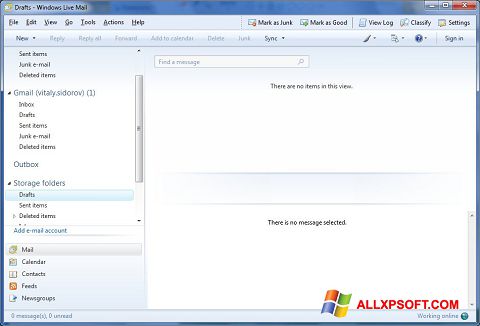 Posnetek zaslona Windows Live Mail Windows XP