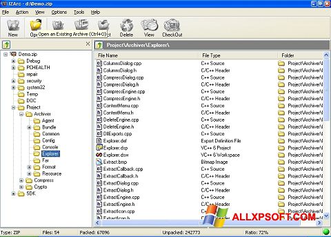 Posnetek zaslona IZArc Windows XP
