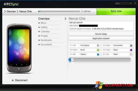 Posnetek zaslona HTC Sync Windows XP