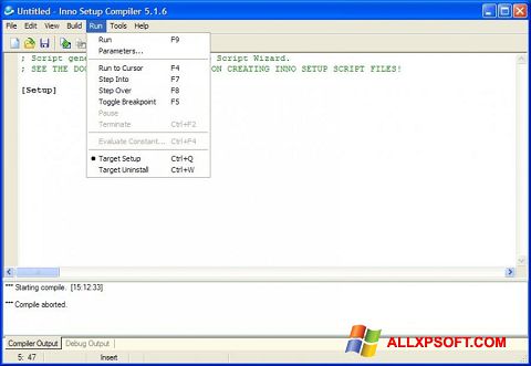 Posnetek zaslona Inno Setup Windows XP