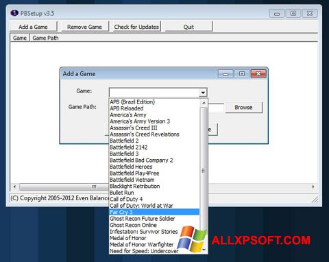 Posnetek zaslona PunkBuster Windows XP