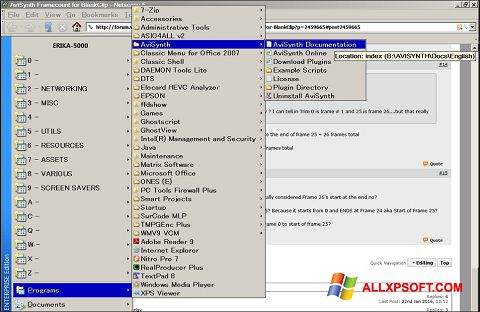 Posnetek zaslona AviSynth Windows XP