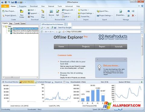 Posnetek zaslona Offline Explorer Windows XP