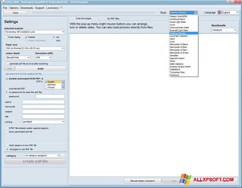 Posnetek zaslona Scan2PDF Windows XP
