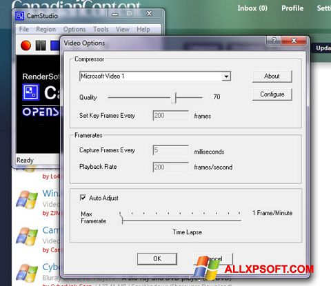 Posnetek zaslona CamStudio Windows XP