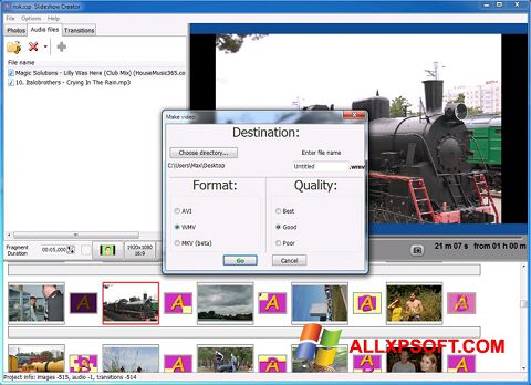 Posnetek zaslona Bolide Slideshow Creator Windows XP