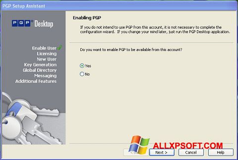 Posnetek zaslona PGP Desktop Windows XP