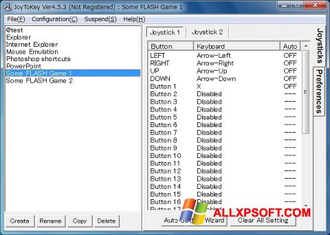 Posnetek zaslona JoyToKey Windows XP