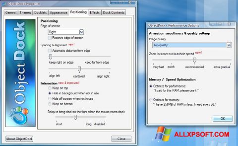 Posnetek zaslona ObjectDock Windows XP