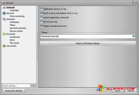 Posnetek zaslona VSO Downloader Windows XP