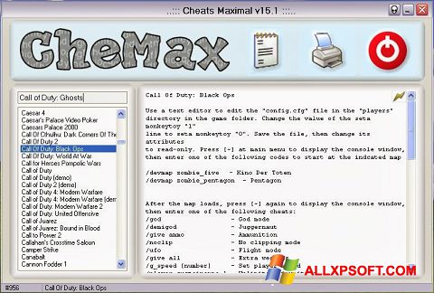 Posnetek zaslona CheMax Windows XP
