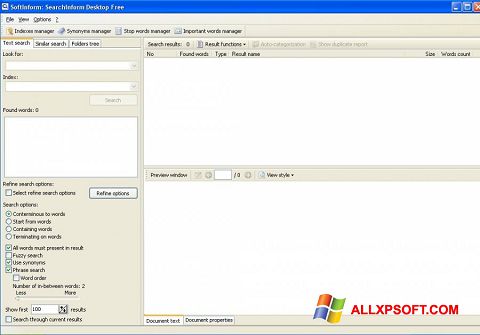 Posnetek zaslona SearchInform Windows XP
