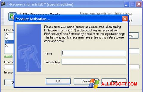 Posnetek zaslona F-Recovery SD Windows XP