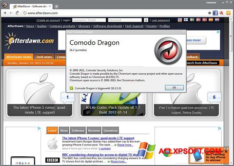 Posnetek zaslona Comodo Dragon Windows XP