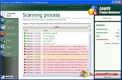 Posnetek zaslona Trojan Remover Windows XP