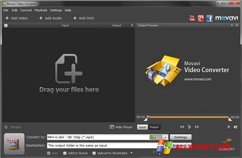 Posnetek zaslona Movavi Video Converter Windows XP
